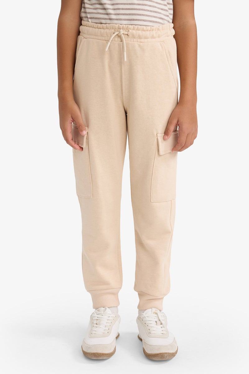 DeFacto Beige Boy Boy Elastic Waist Cargo Sweatpants Casual - Image 3